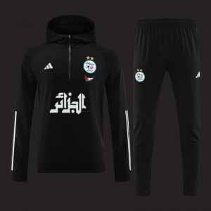 2024 Algeria Black Hoodie  Full Zipper Hoodie Jacket+Pants