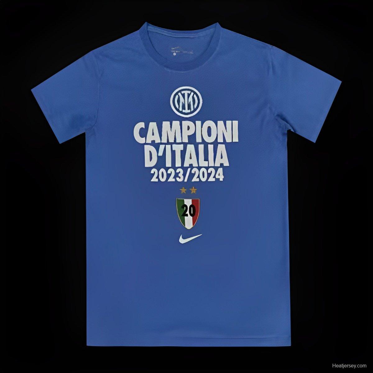 23/24 Inter Milan CAMPIONI D'ITALIA Blue T-Shirts With Snake Pattern