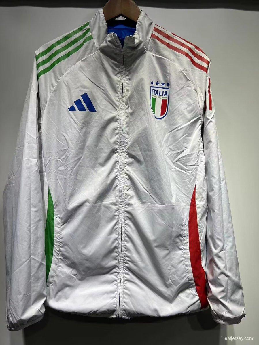 2024 Italy White/Blue Reversible Windbreaker