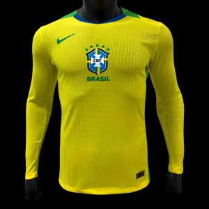 Player Version 2025 Brazil Home Long Sleeve Jersey